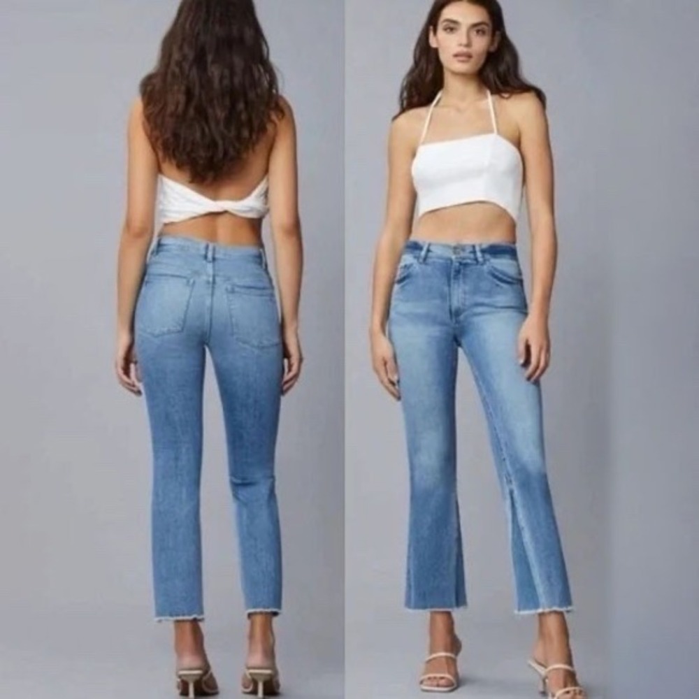 DL1961 Bridget Boot High Rise Instasculpt Crop Jeans Blue DL Vintage Two Tone 31 - Picture 2 of 16
